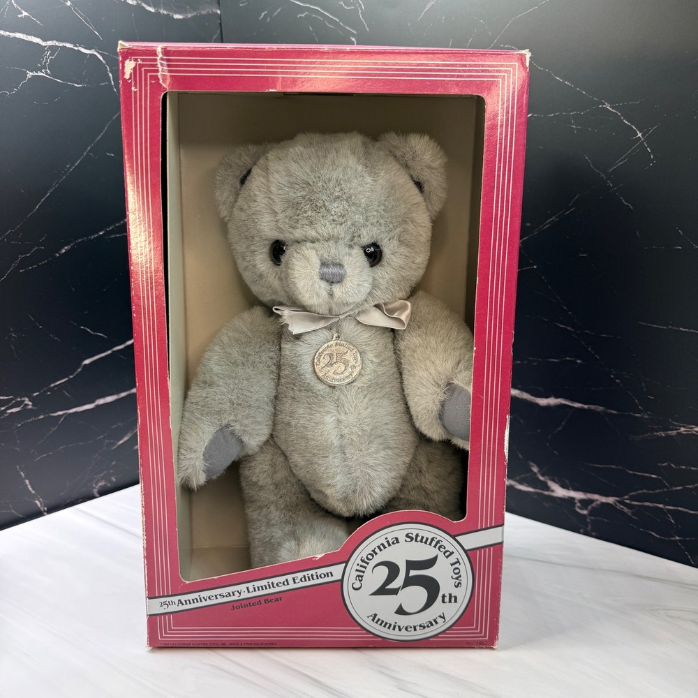 1984 California Stuffed Toys 25th Anniversary Silver Bear Limited Edition Plush